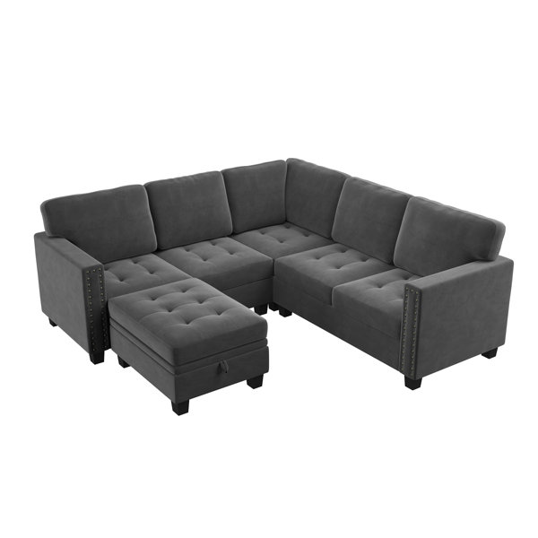 Ebern Designs Airlie Modular Corner Sectional With Storage Ottoman